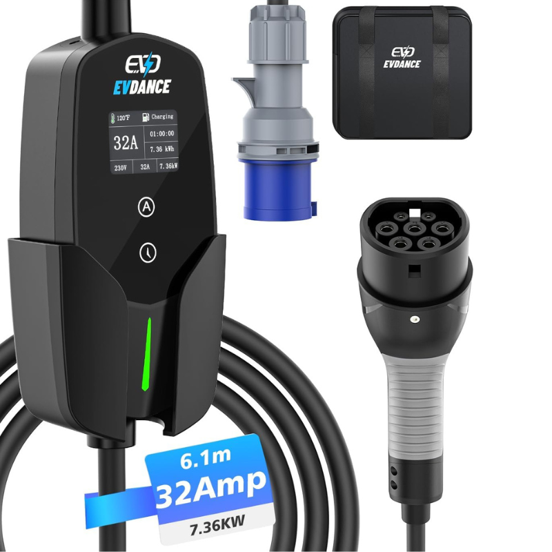 Portable Ev Charger 32A Type 2 Cee Plug - Evdance 32a Type 2 Ev Oplader
