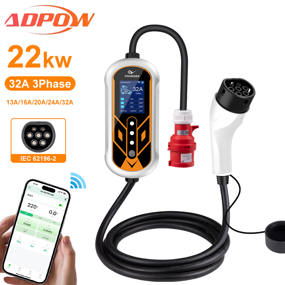 Portable Ev Charger 32A Type 2 Cee Plug - ADPOW Draagbare 32A Type2 EV-laders 3