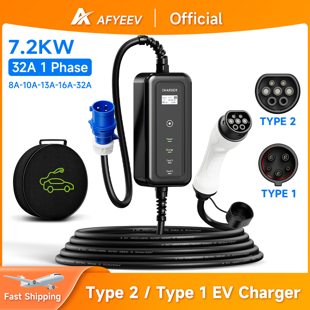 Portable Ev Charger 32A Type 2 Cee Plug - Afyeev Draagbare Ev Oplader Wallbox Type2