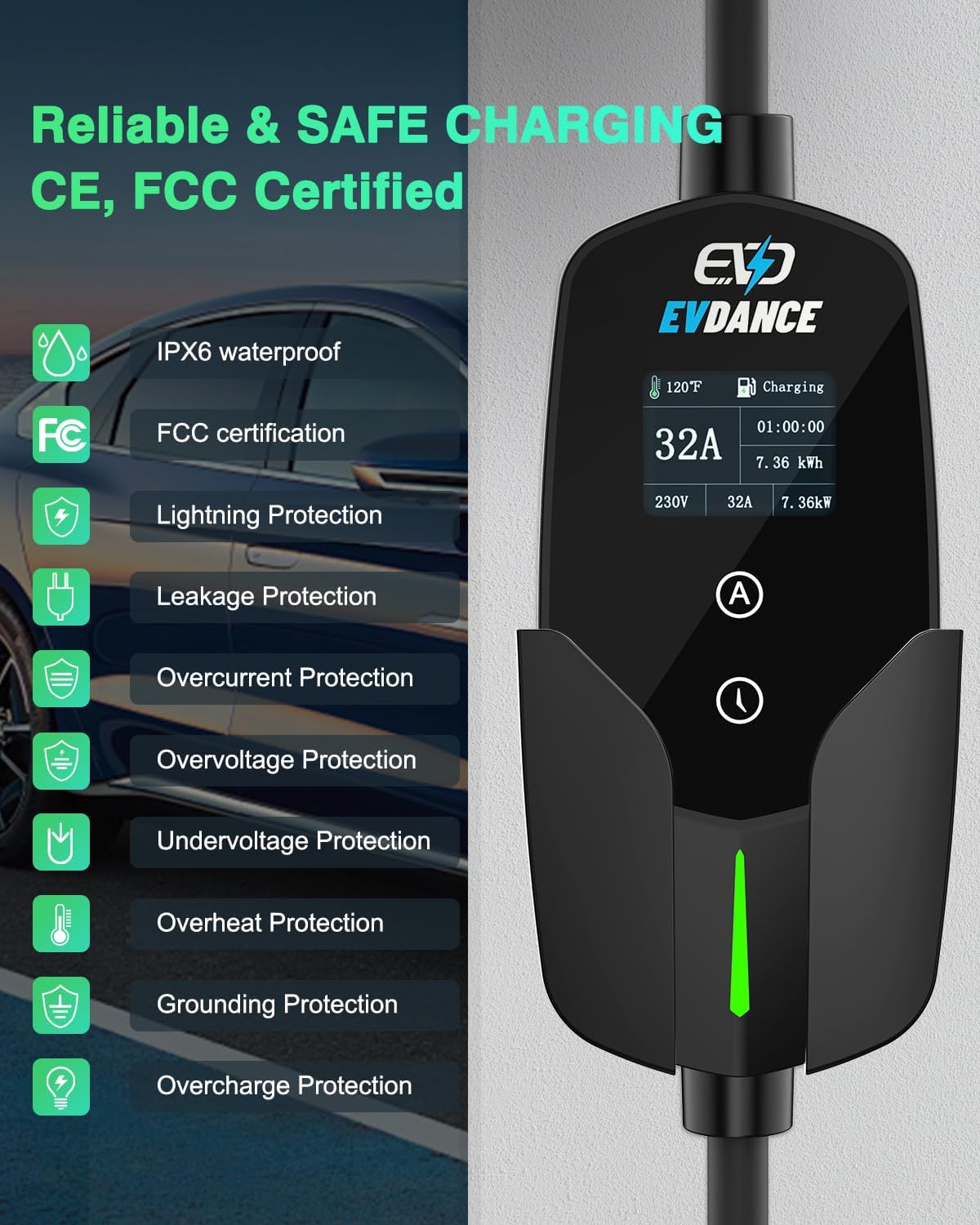 Evdance 32a Type 2 Ev Oplader  - Portable Ev Charger 32A Type 2 Cee Plug recensie en prijs