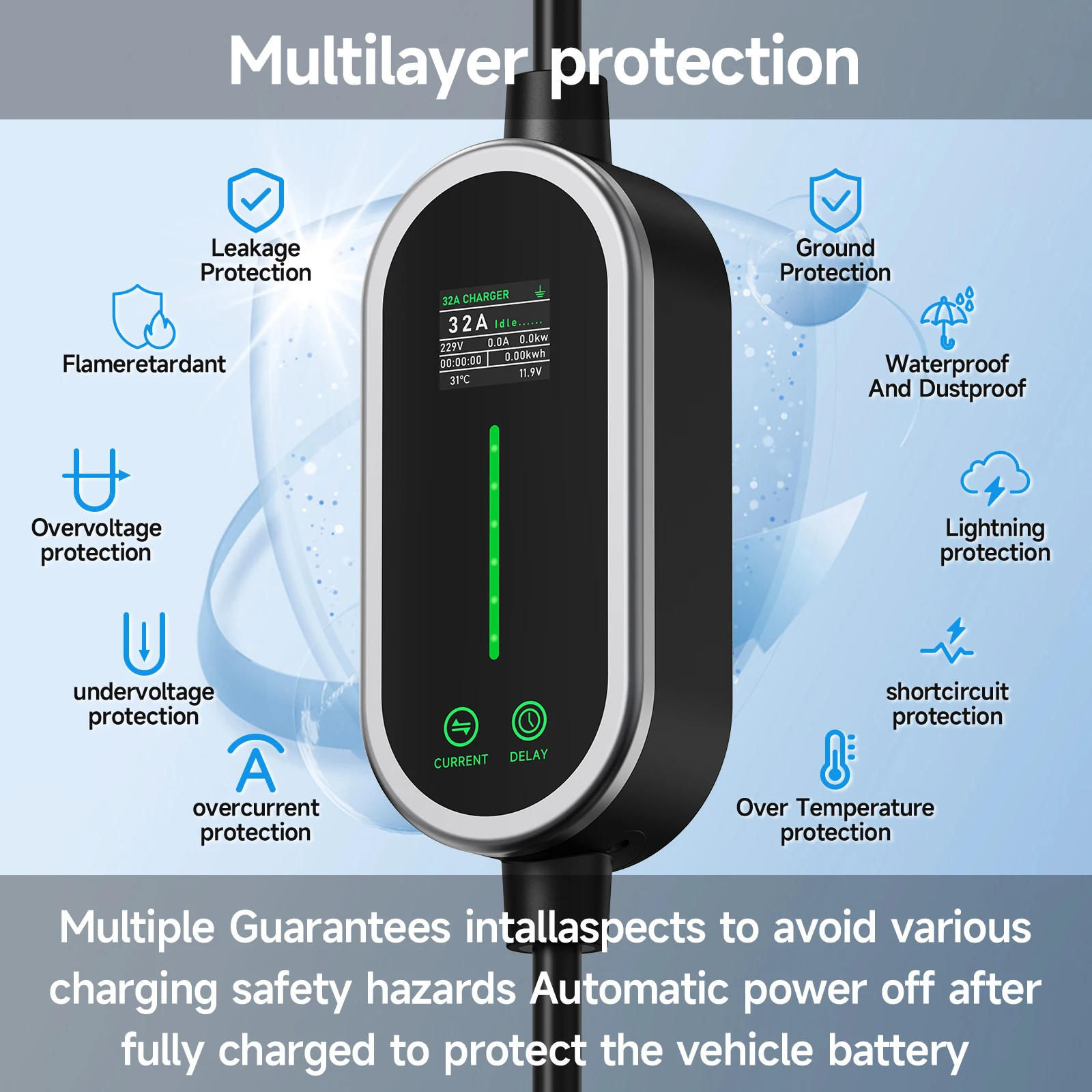 AFEEV 7,2 kW 32A draagbare EV- - Portable Ev Charger 32A Type 2 Cee Plug recensie en prijs