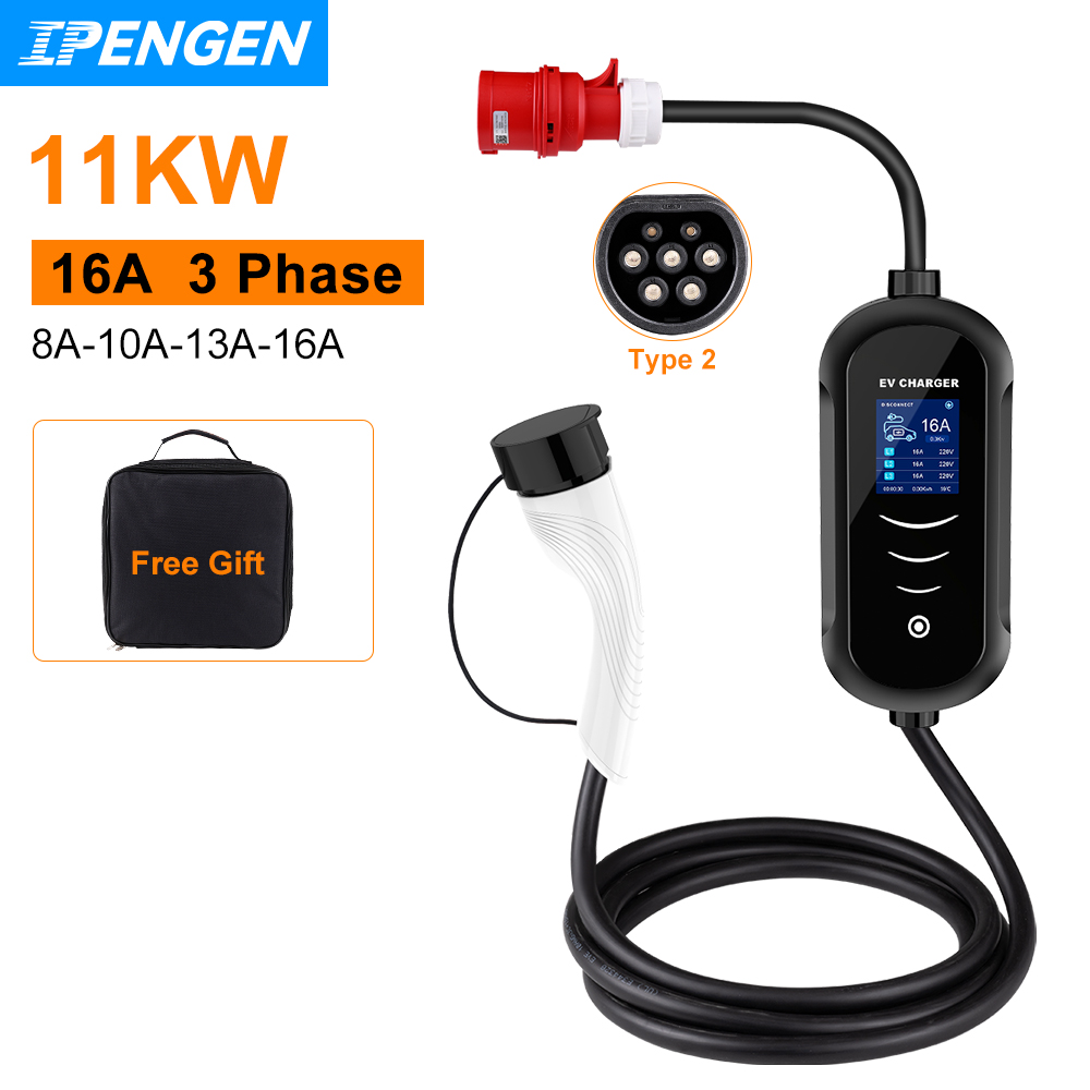 Ipengen 11kw 16a 3 Fase Ev Dra - Portable Ev Charger 32A Type 2 Cee Plug recensie en prijs